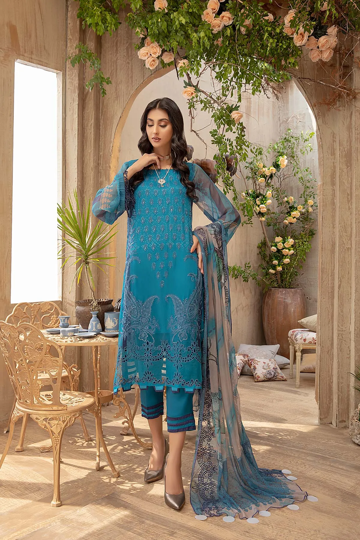 3 Piece Unstitched Embroidered Chiffon VSLW21-10