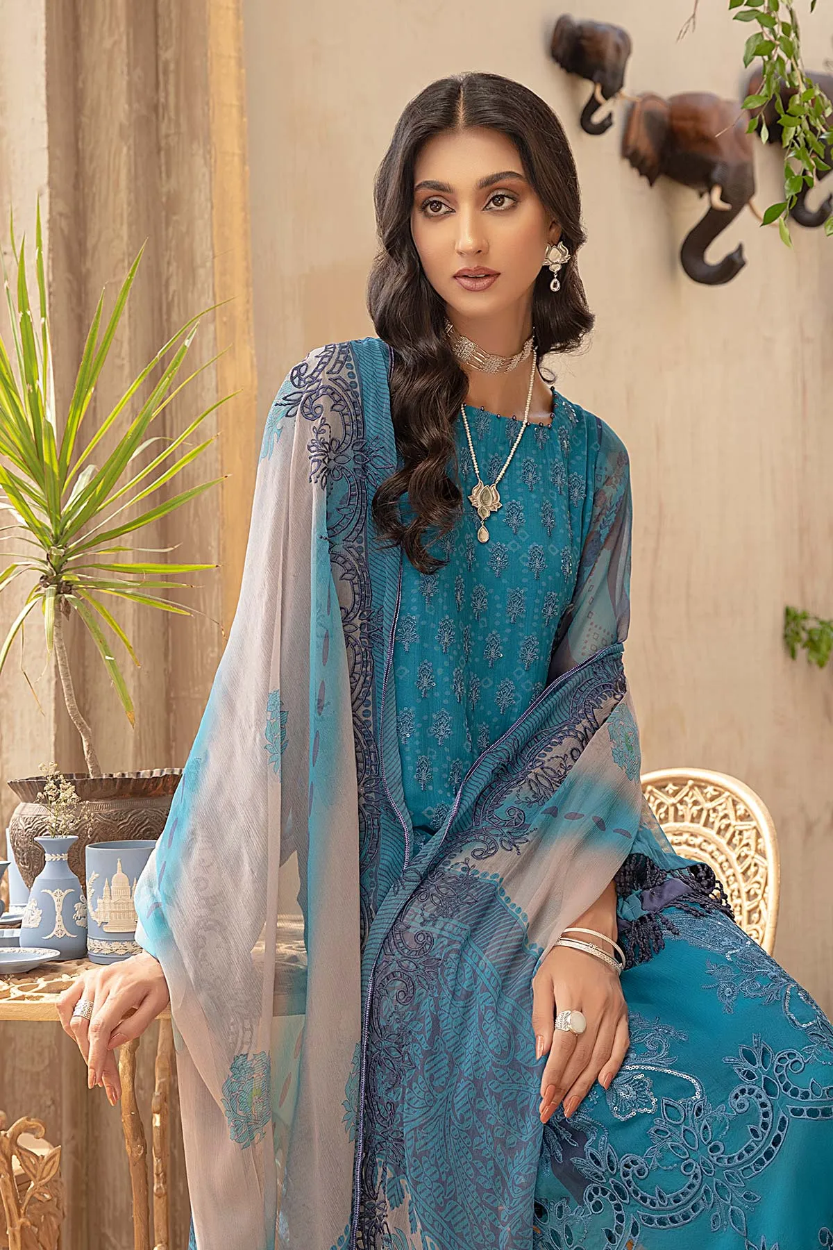 3 Piece Unstitched Embroidered Chiffon VSLW21-10