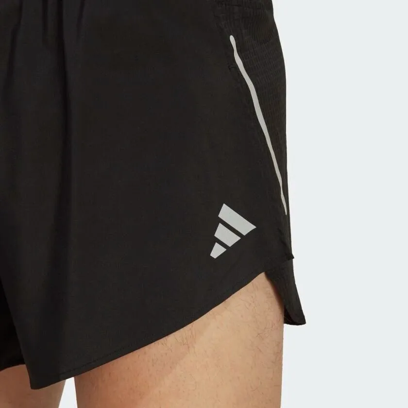 adidas Fast Split Men's Running Shorts - Black/Blue - Breathable - Reflective - Lightweight