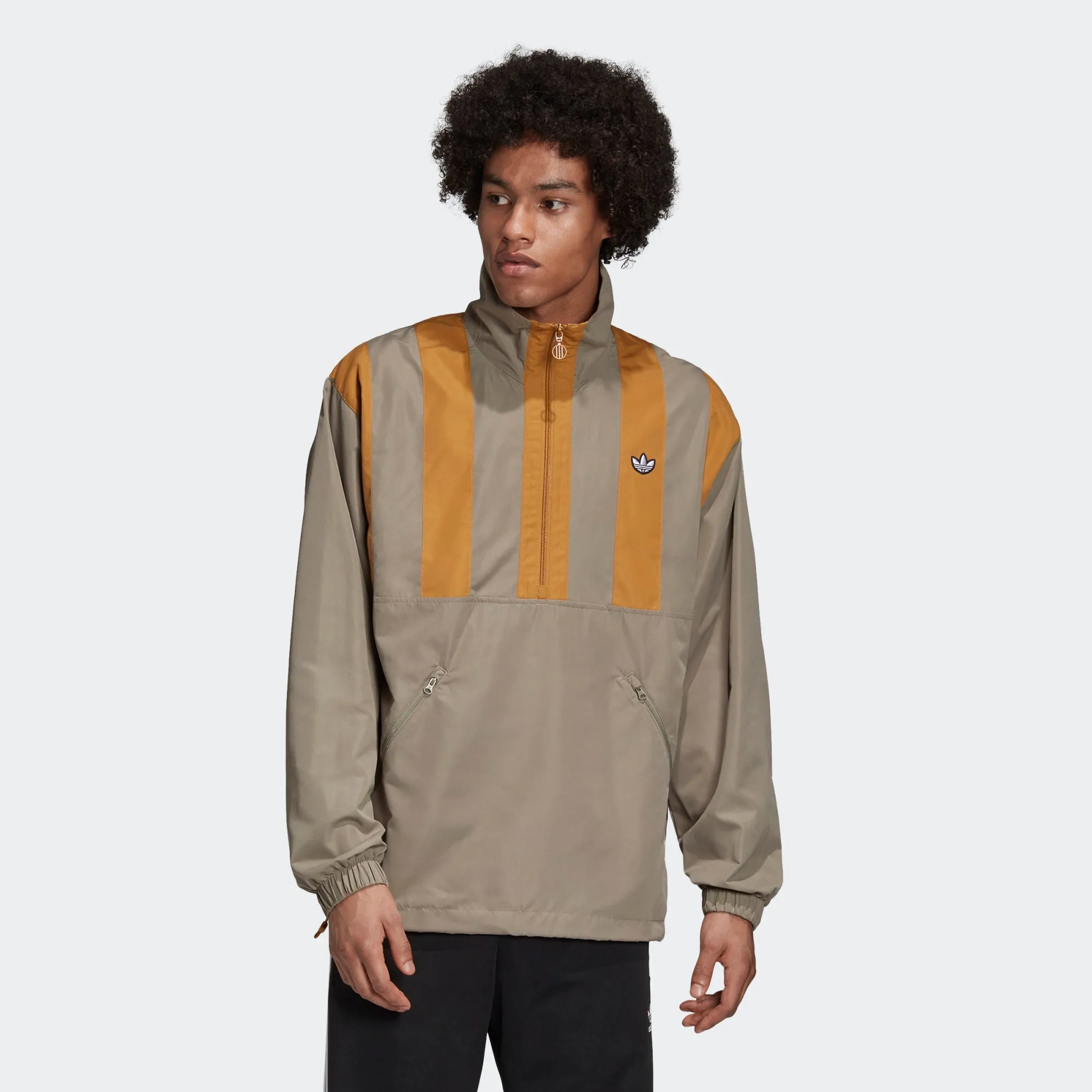 Adidas Men's Samstag Half Zip Smock Jacket - Brown