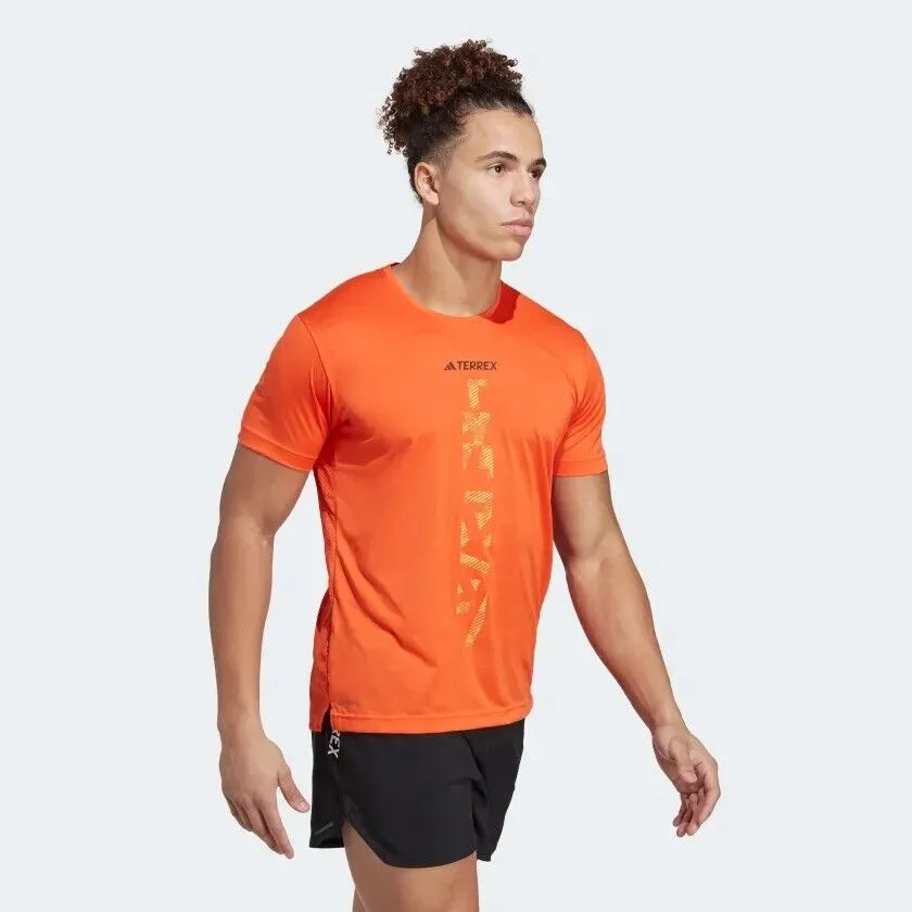 adidas Terrex Agravic Trail Running T-Shirt for Men in Sustainable Blue and Orange