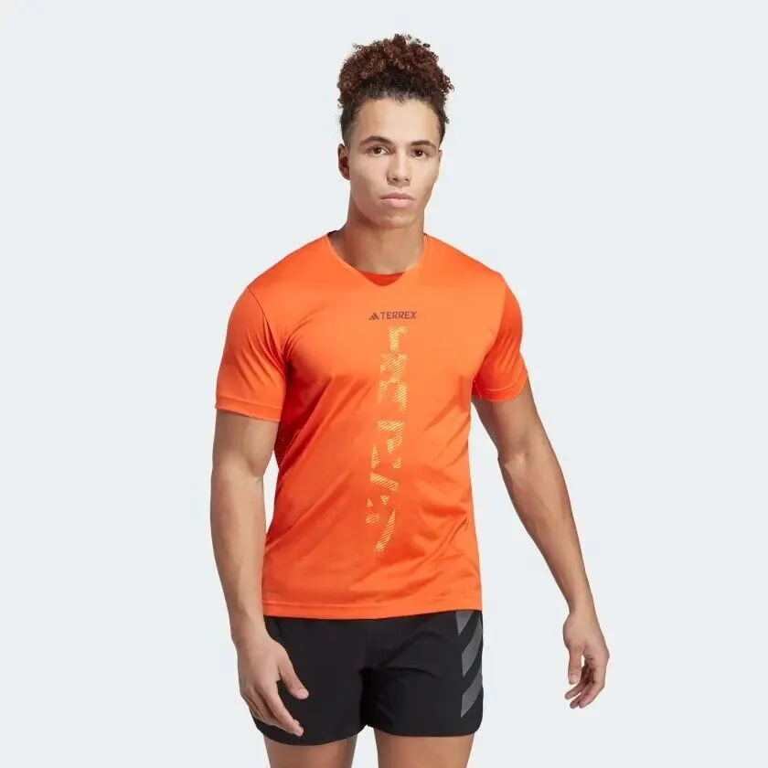 adidas Terrex Agravic Trail Running T-Shirt for Men in Sustainable Blue and Orange