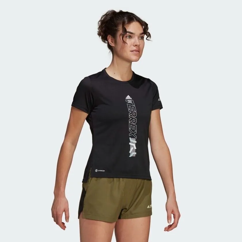 adidas Terrex Agravic Women's Trail Running T-Shirt - Black, Breathable, Reflective