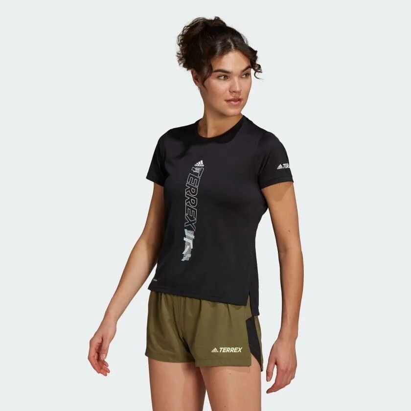 adidas Terrex Agravic Women's Trail Running T-Shirt - Black, Breathable, Reflective