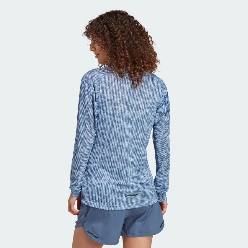 adidas Terrex Women's Long Sleeve Trail Running T-shirt - Lightweight and Blue.