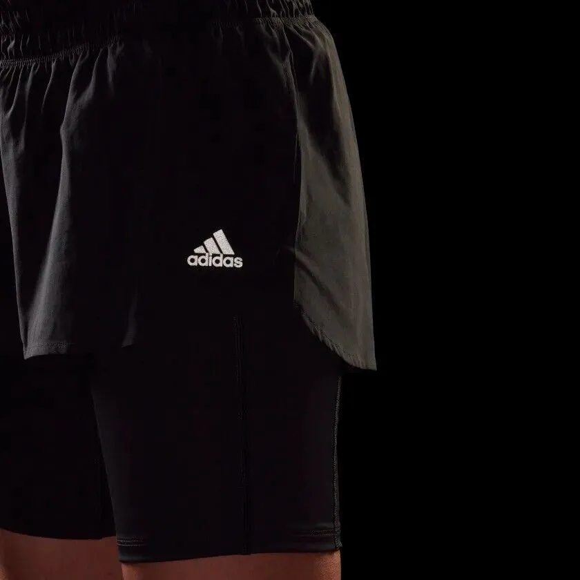 adidas Women's Running Shorts Black - Inner Compression Pocket - Two-In-One - Run Icons