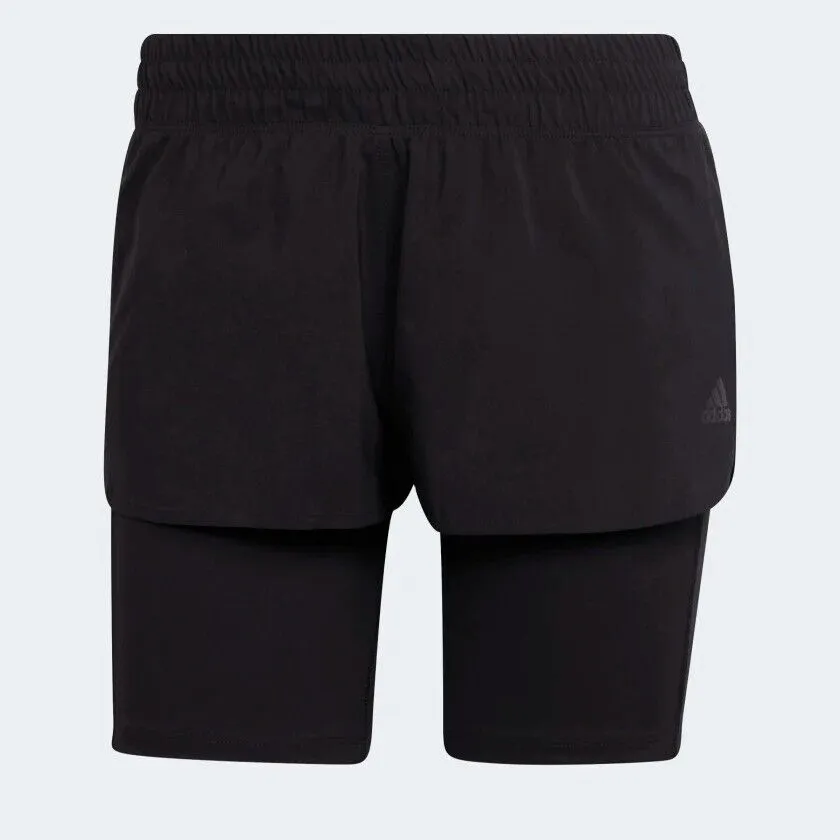 adidas Women's Running Shorts Black - Inner Compression Pocket - Two-In-One - Run Icons