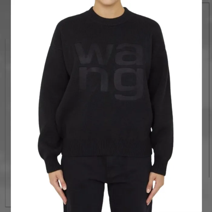 Alexander Wang Unisex Street Style Oversized Logo Hoodies Sweatshirts