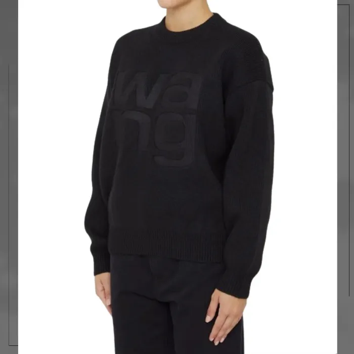 Alexander Wang Unisex Street Style Oversized Logo Hoodies Sweatshirts