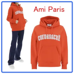 AMI PARIS | Long Sleeve Plain Cotton Logo Street Style