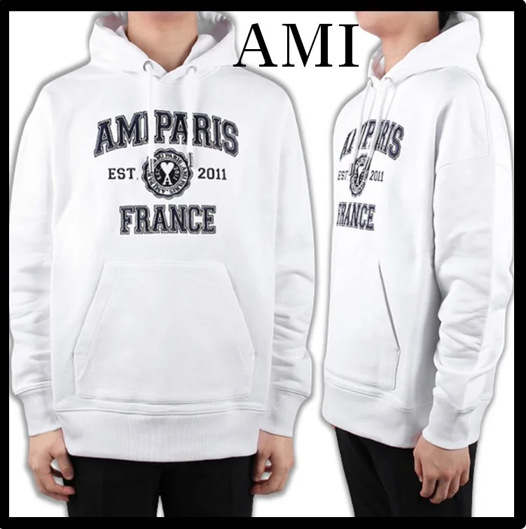 AMI PARIS Unisex Street Style Logo Hoodies & Sweatshirts