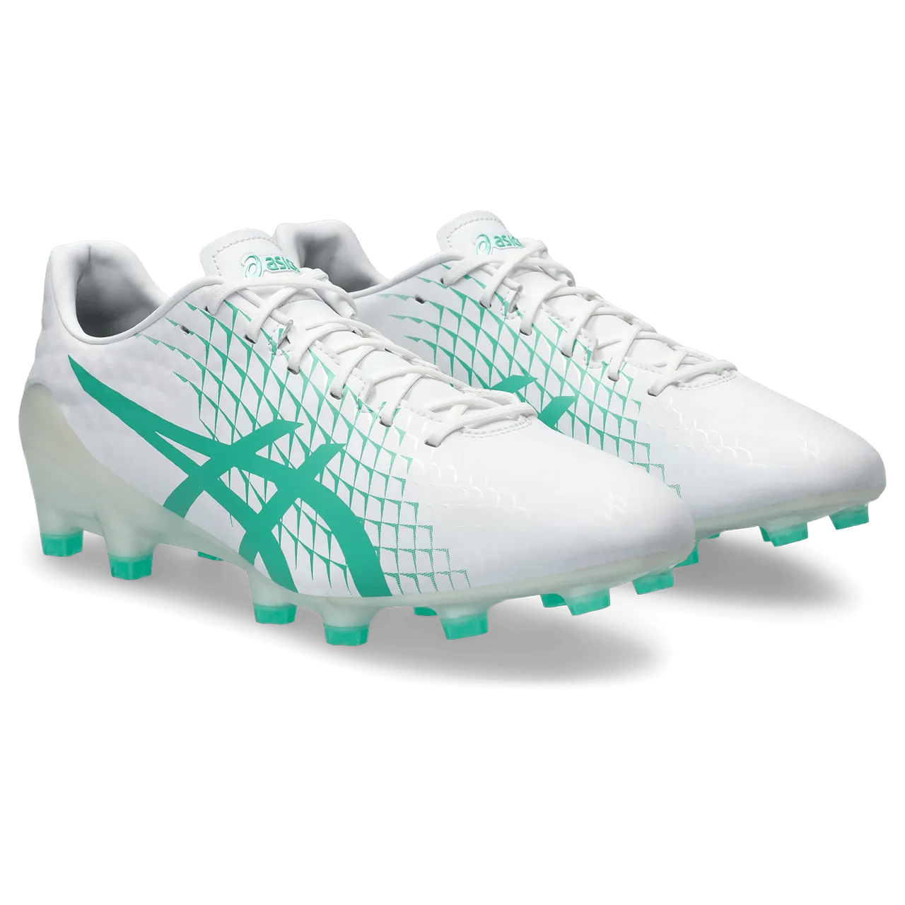 Asics Menace 4 FG Senior Football Boot in White and Aurora Green