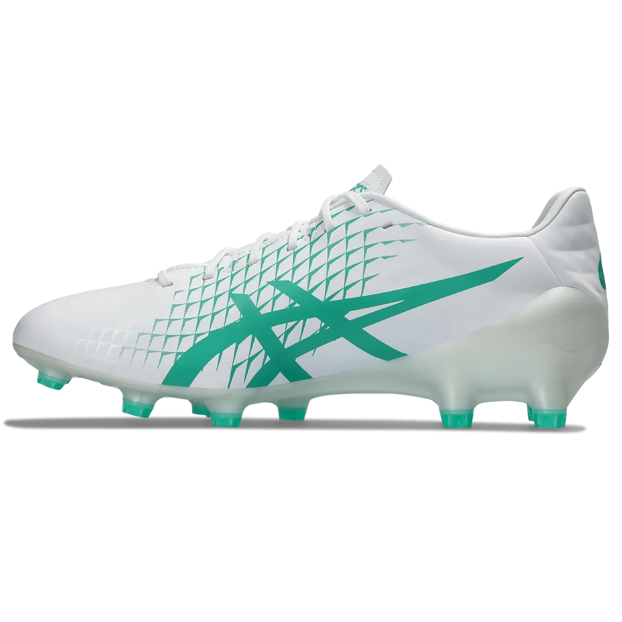 Asics Menace 4 FG Senior Football Boot in White and Aurora Green