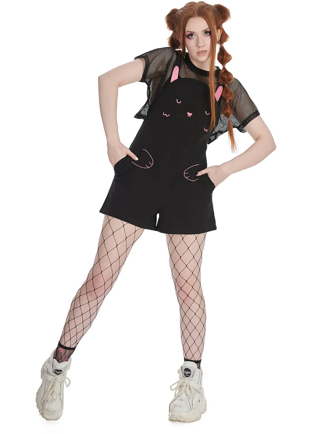 Banned Usagi Cat Neko Black Playsuit