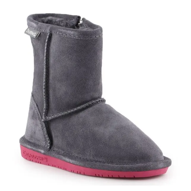 BearPaw Emma Toddler Zipper Jr 608TZ-903 Charcoal Pomberry winter shoes grey