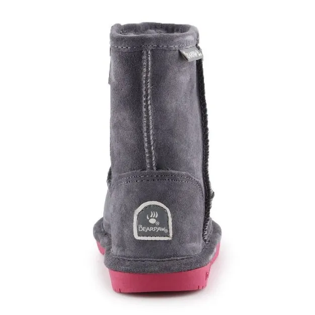 BearPaw Emma Toddler Zipper Jr 608TZ-903 Charcoal Pomberry winter shoes grey