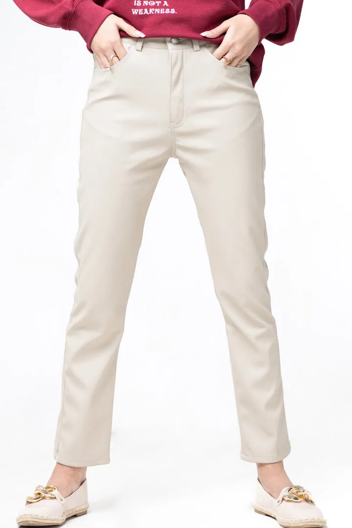 beige leather pants