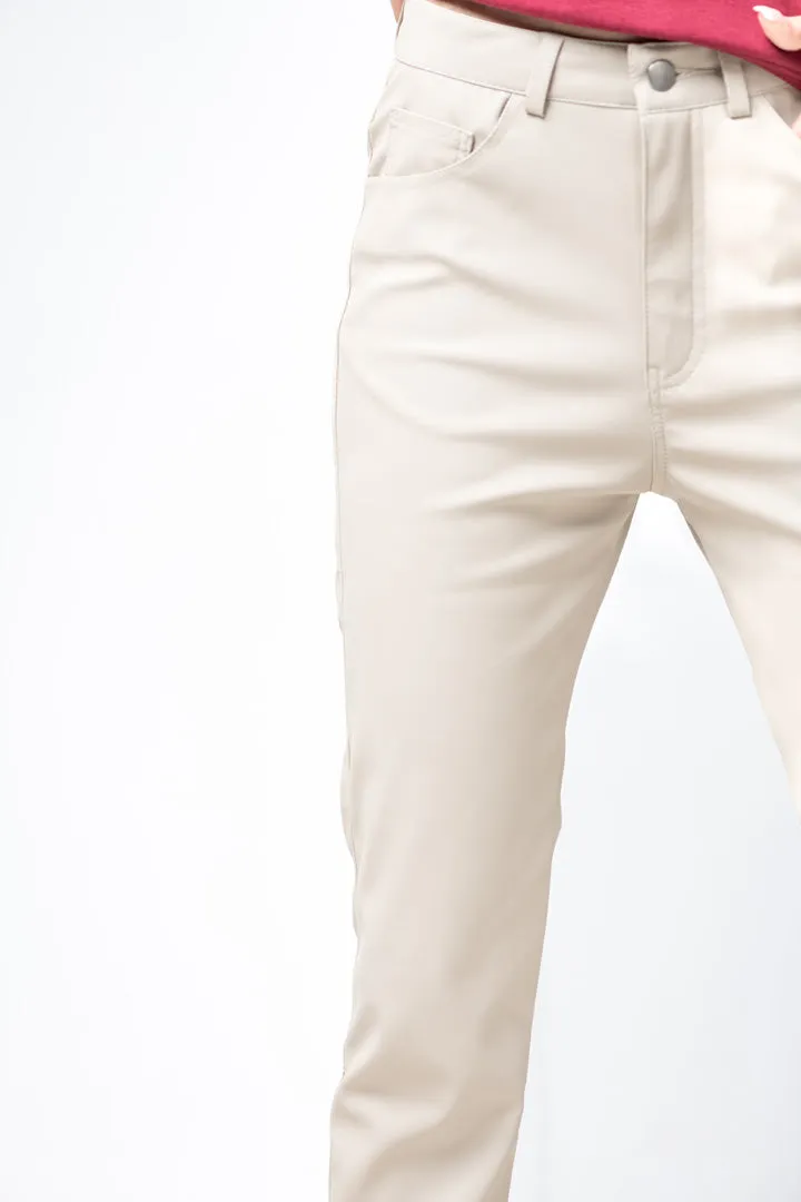 beige leather pants