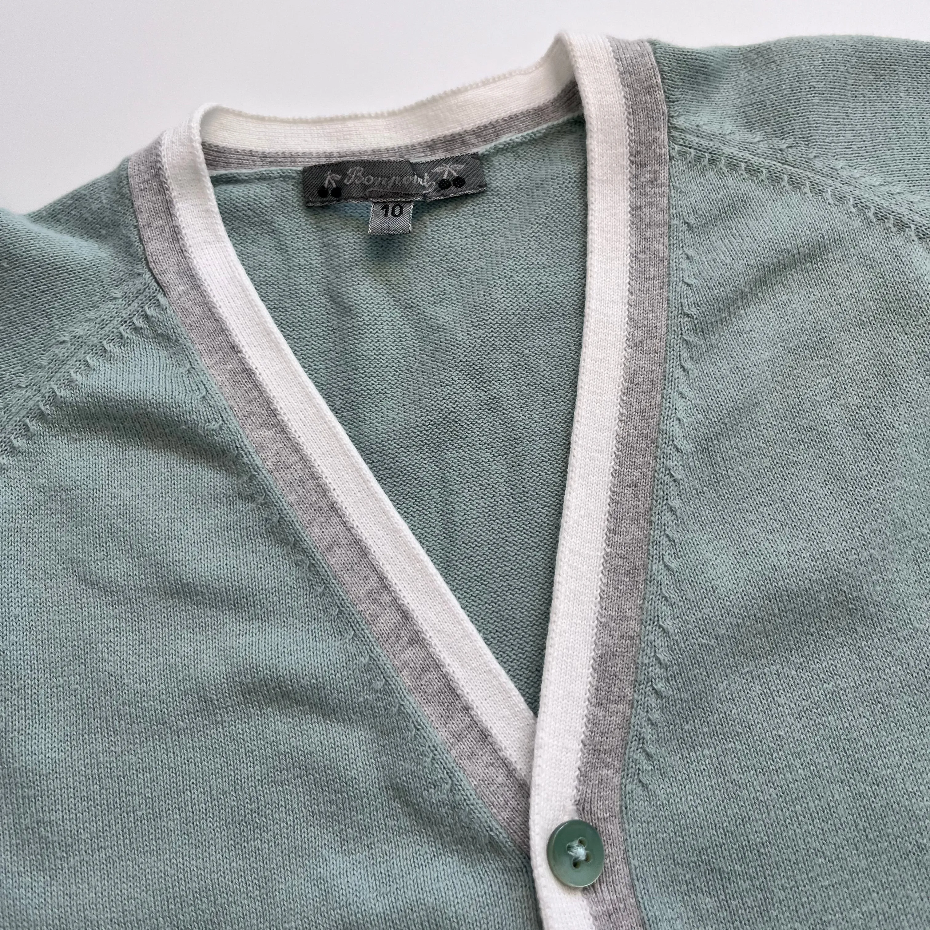 Bonpoint Duck Egg Blue Cotton Cardigan: Size 10 Years