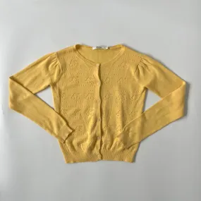 Bonpoint Yellow Cotton Cherry Cardigan, Size 12 Years