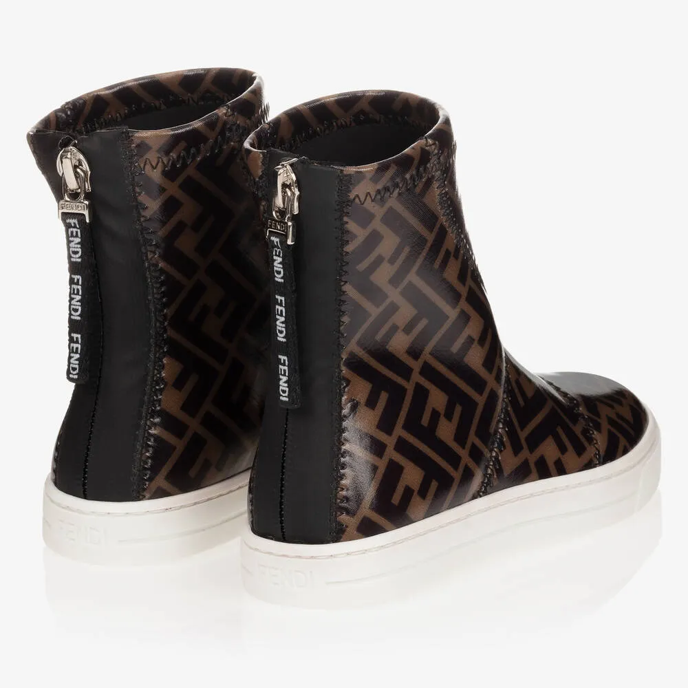 Brown FF Logo Ankle Boots