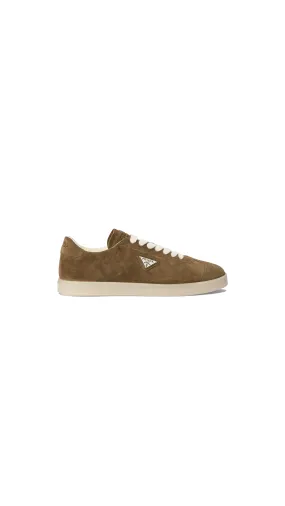 Brown Leather Sneakers with Lane Design