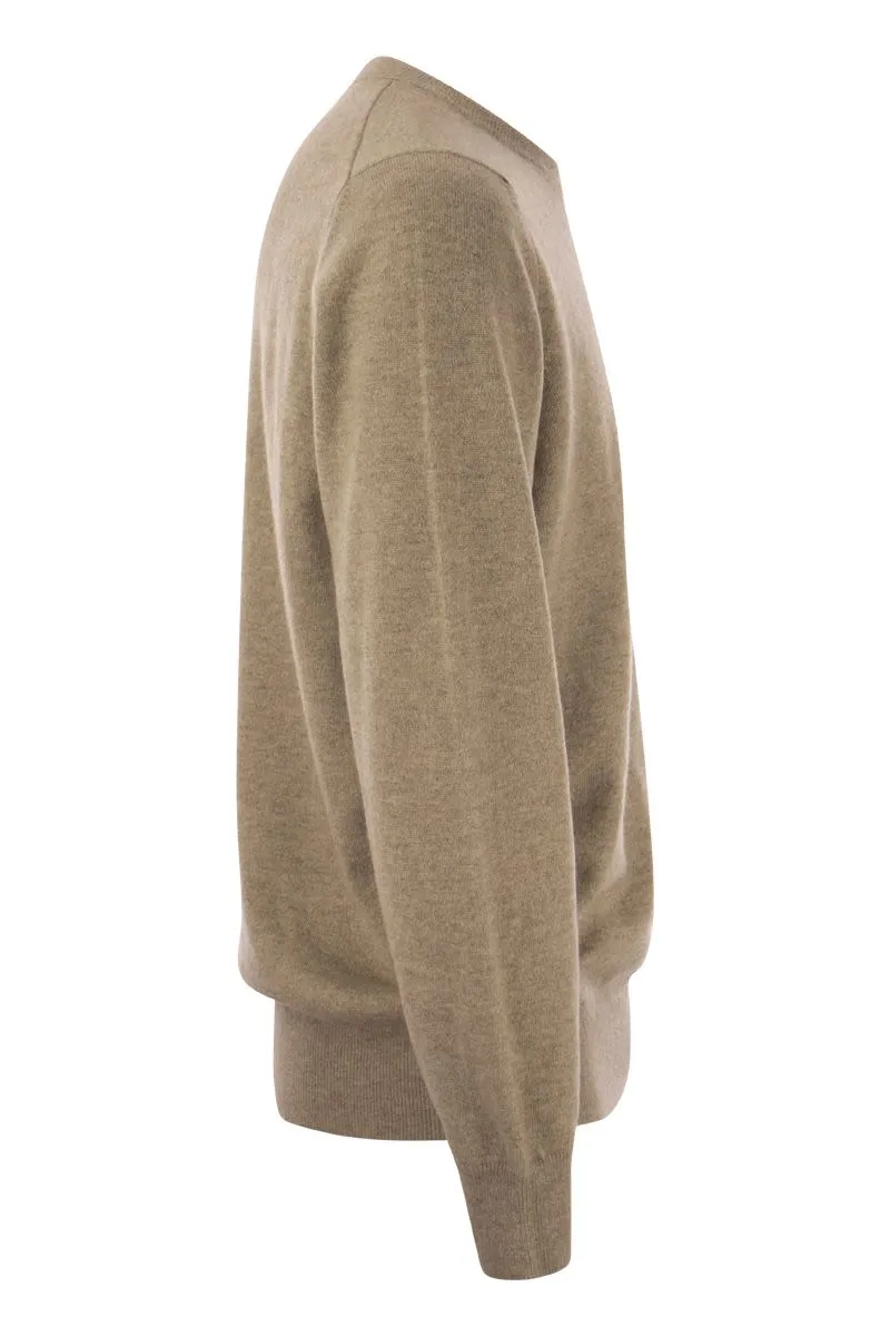 BRUNELLO CUCINELLI Men's Hazeltnut Crew-Neck Sweater in Pure Cashmere - 2024 Collection