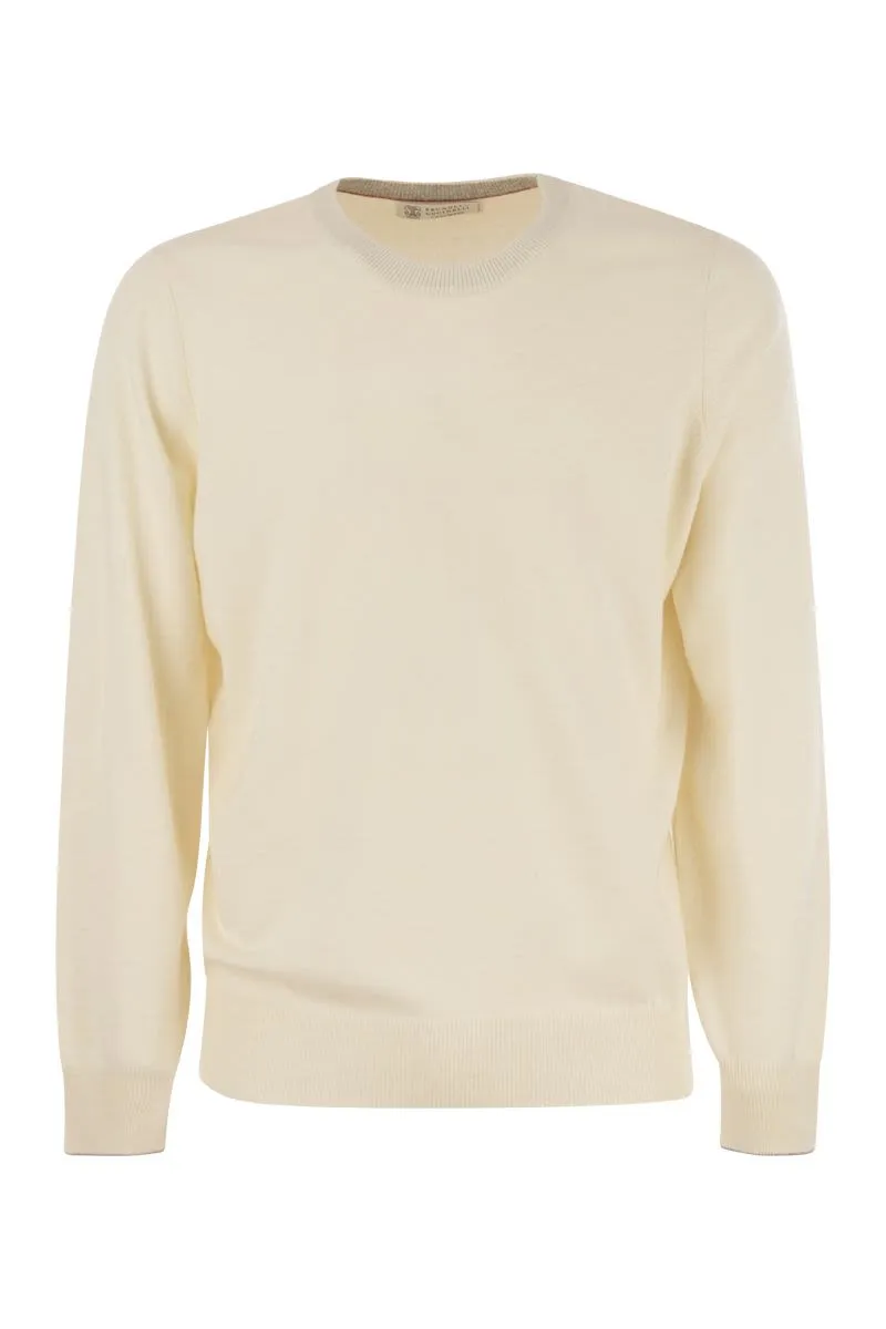 BRUNELLO CUCINELLI Men's Hazeltnut Crew-Neck Sweater in Pure Cashmere - 2024 Collection