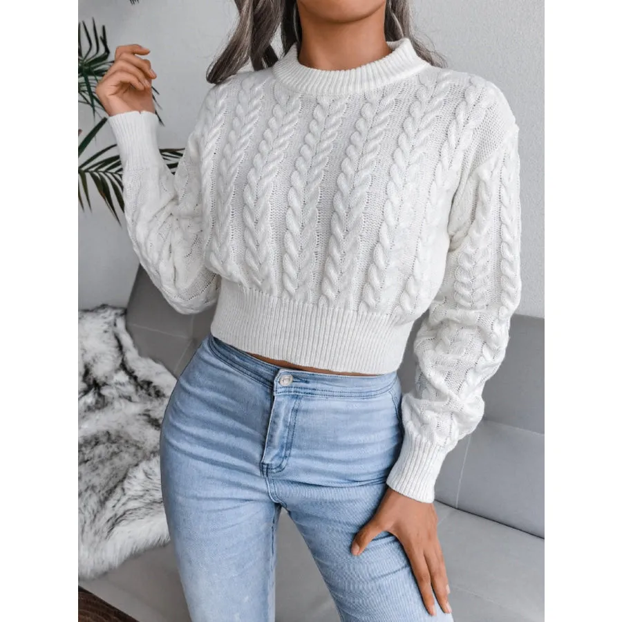 Cable-Knit Round Neck Sweater