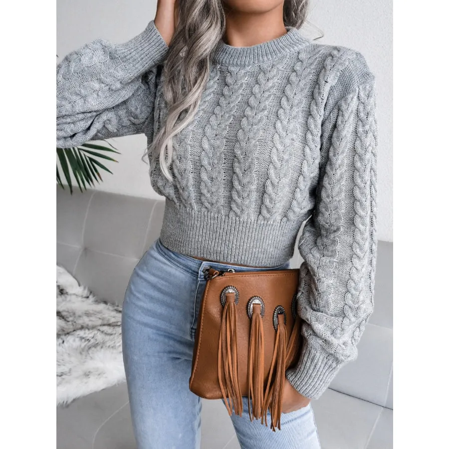 Cable-Knit Round Neck Sweater