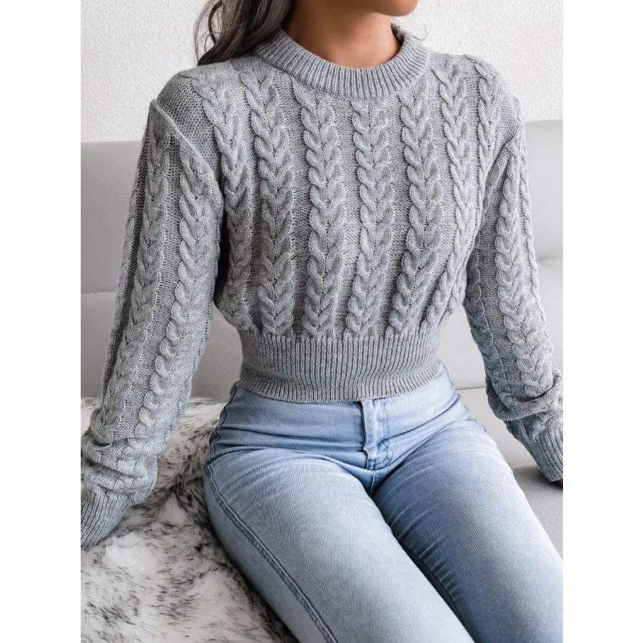 Cable-Knit Round Neck Sweater