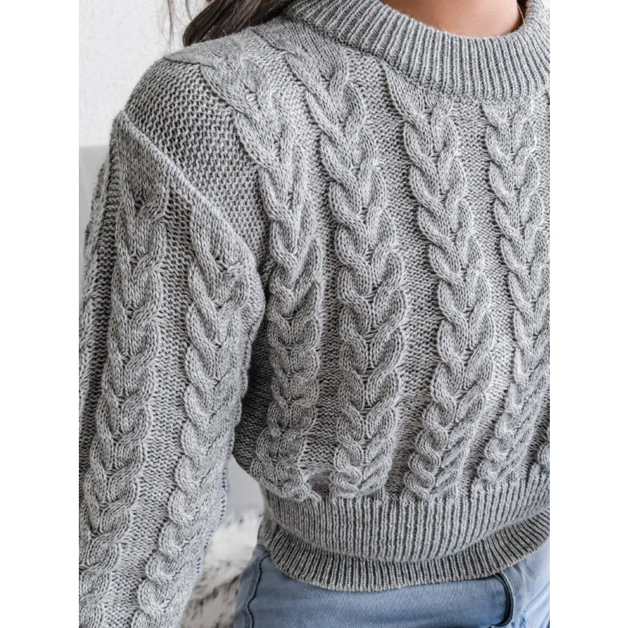 Cable-Knit Round Neck Sweater