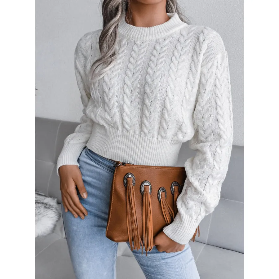 Cable-Knit Round Neck Sweater