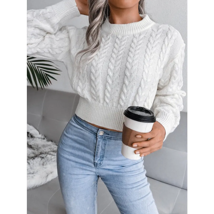 Cable-Knit Round Neck Sweater