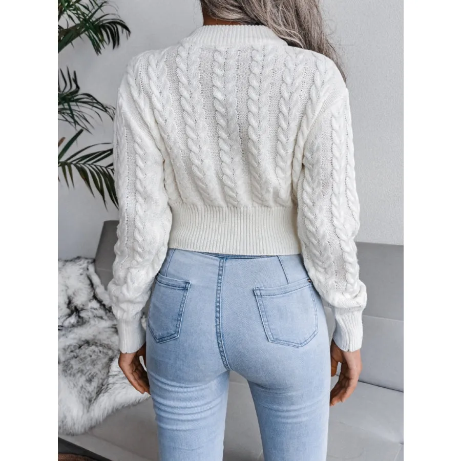 Cable-Knit Round Neck Sweater