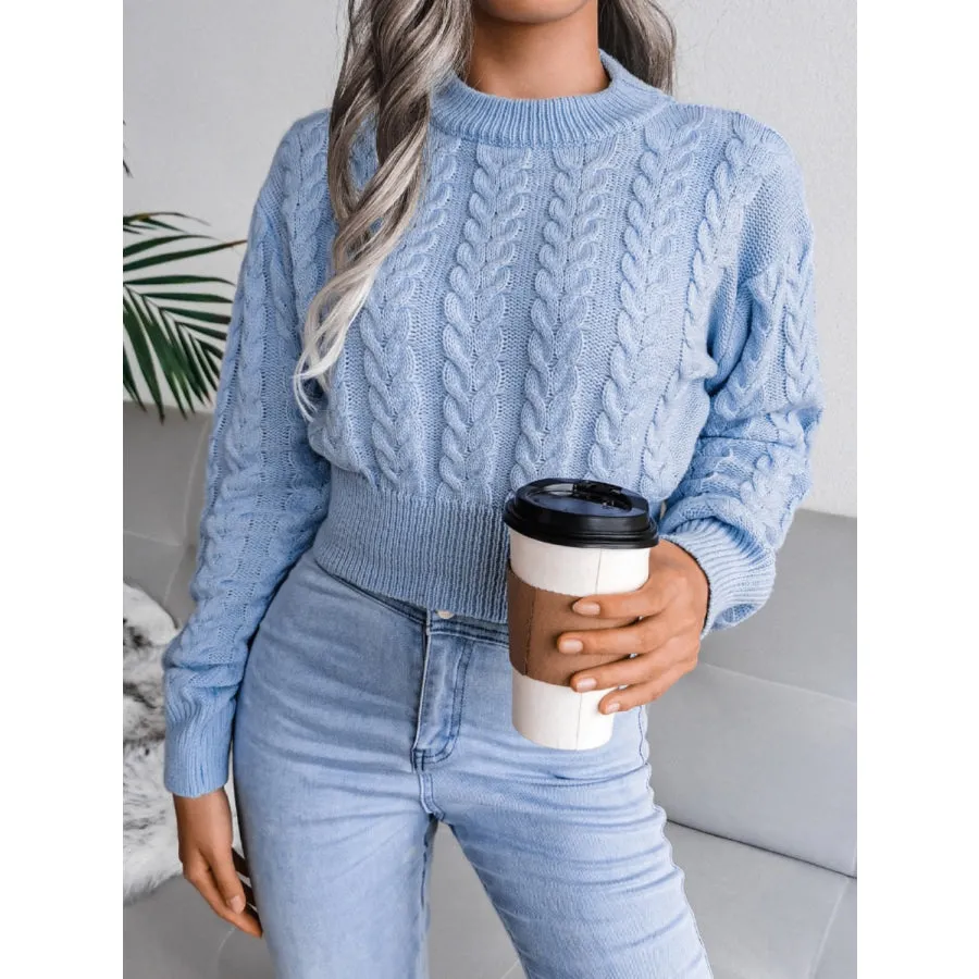 Cable-Knit Round Neck Sweater