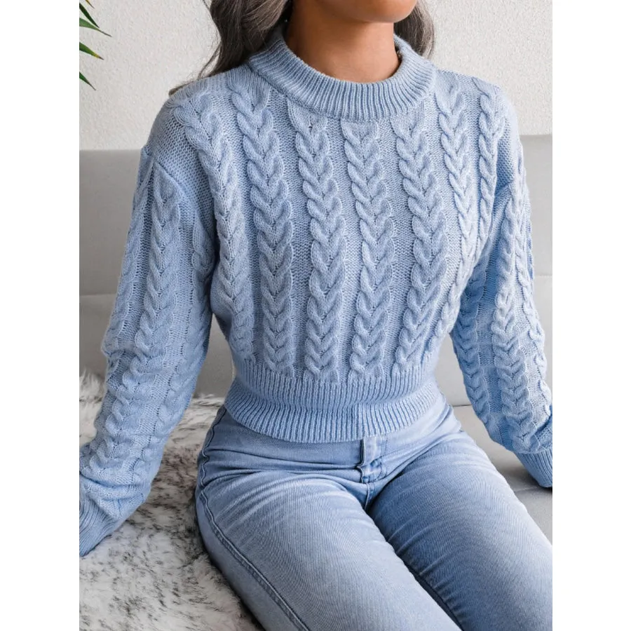 Cable-Knit Round Neck Sweater