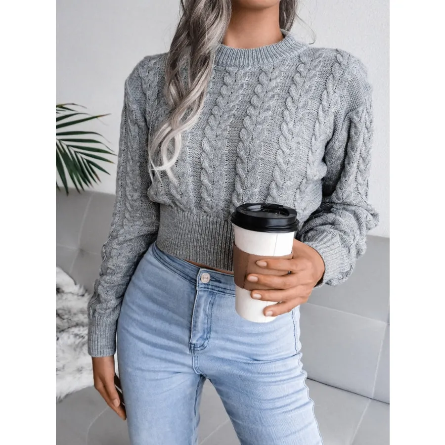 Cable-Knit Round Neck Sweater