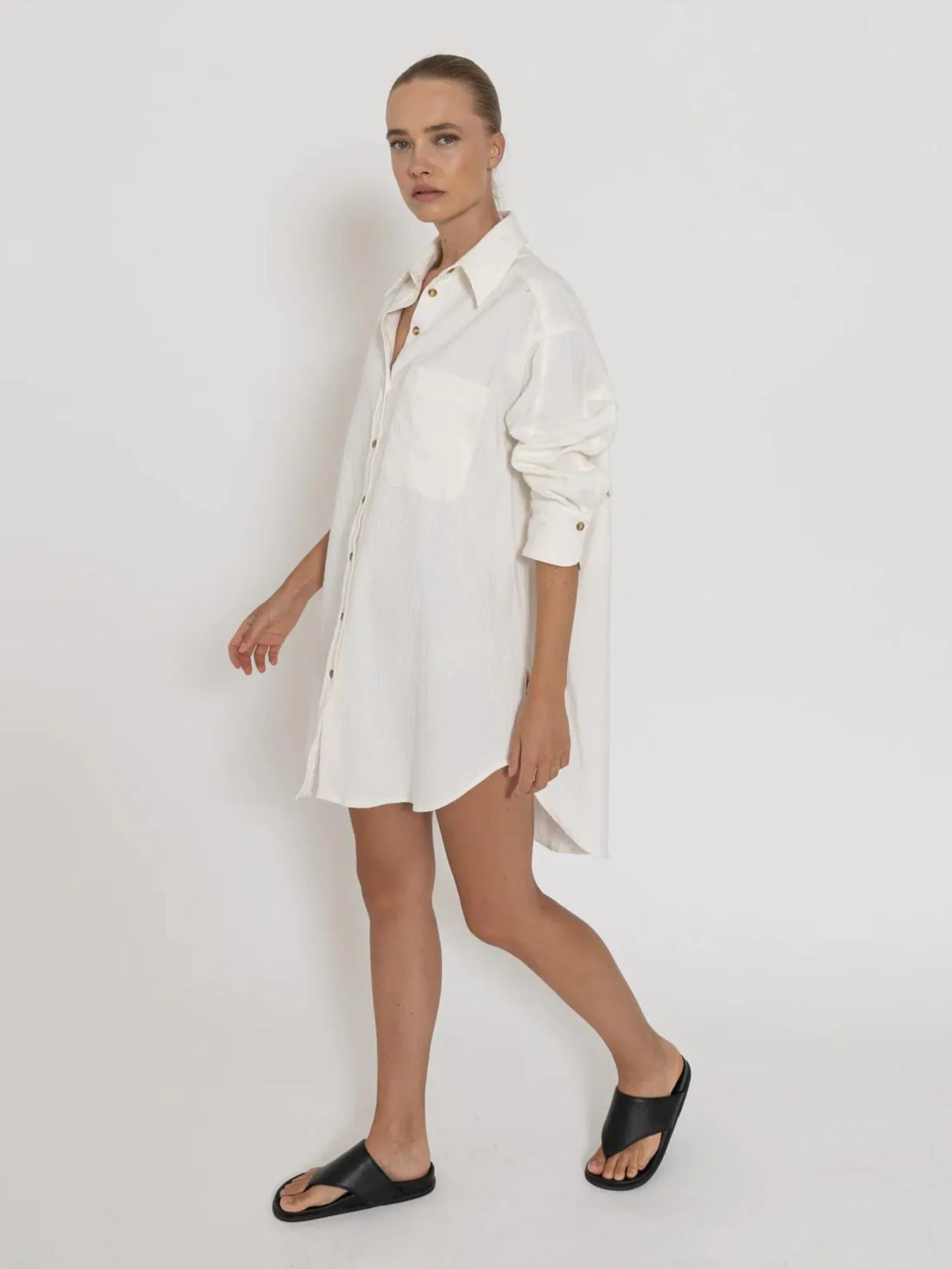 Capri Shirt Dress | White - Shop Now