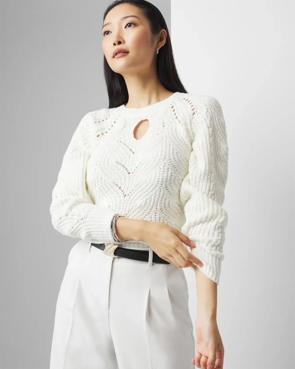 Chenille Cable Cutout Sweater