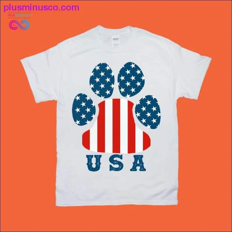 Dog Paw Shaped USA American Flag Shirts