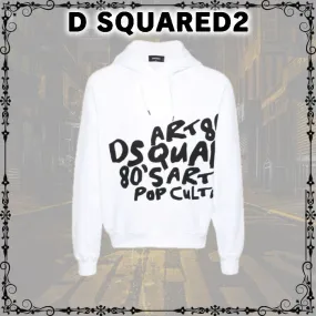 DSquared2 Men's Long Sleeves Plain Cotton Logo Hoodies - Street Style Luxury