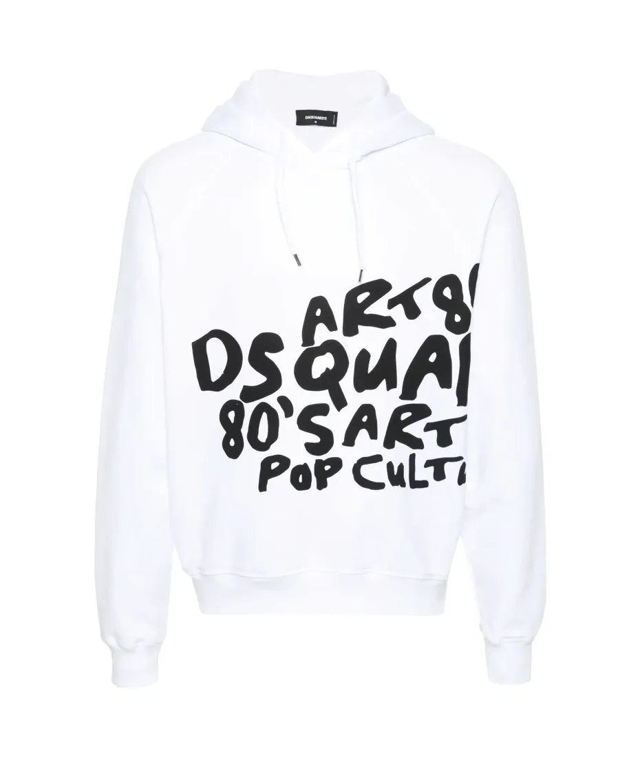 DSquared2 Men's Long Sleeves Plain Cotton Logo Hoodies - Street Style Luxury