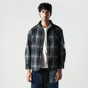 Embroidered Flannel Shirt Grey/Black