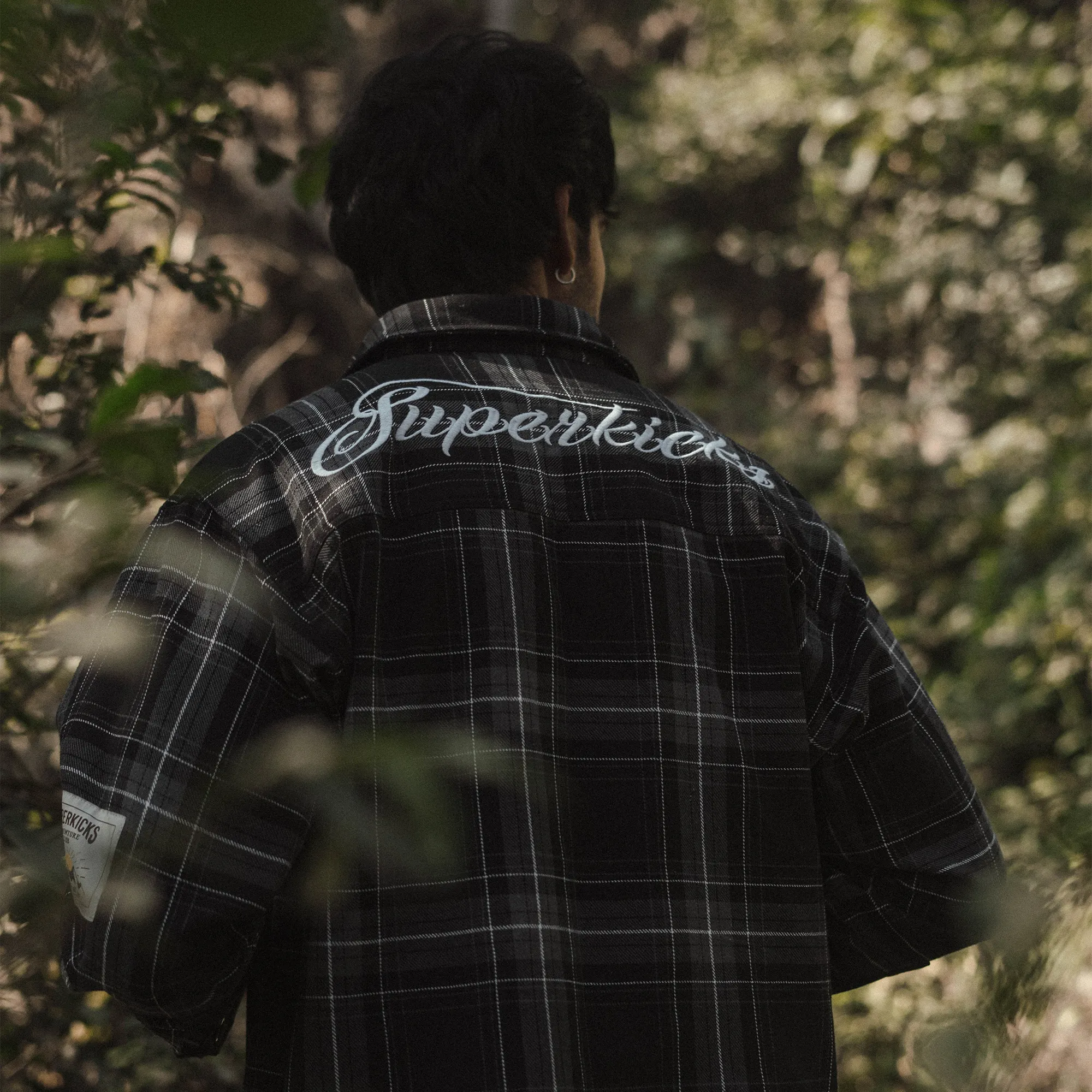 Embroidered Flannel Shirt Grey/Black