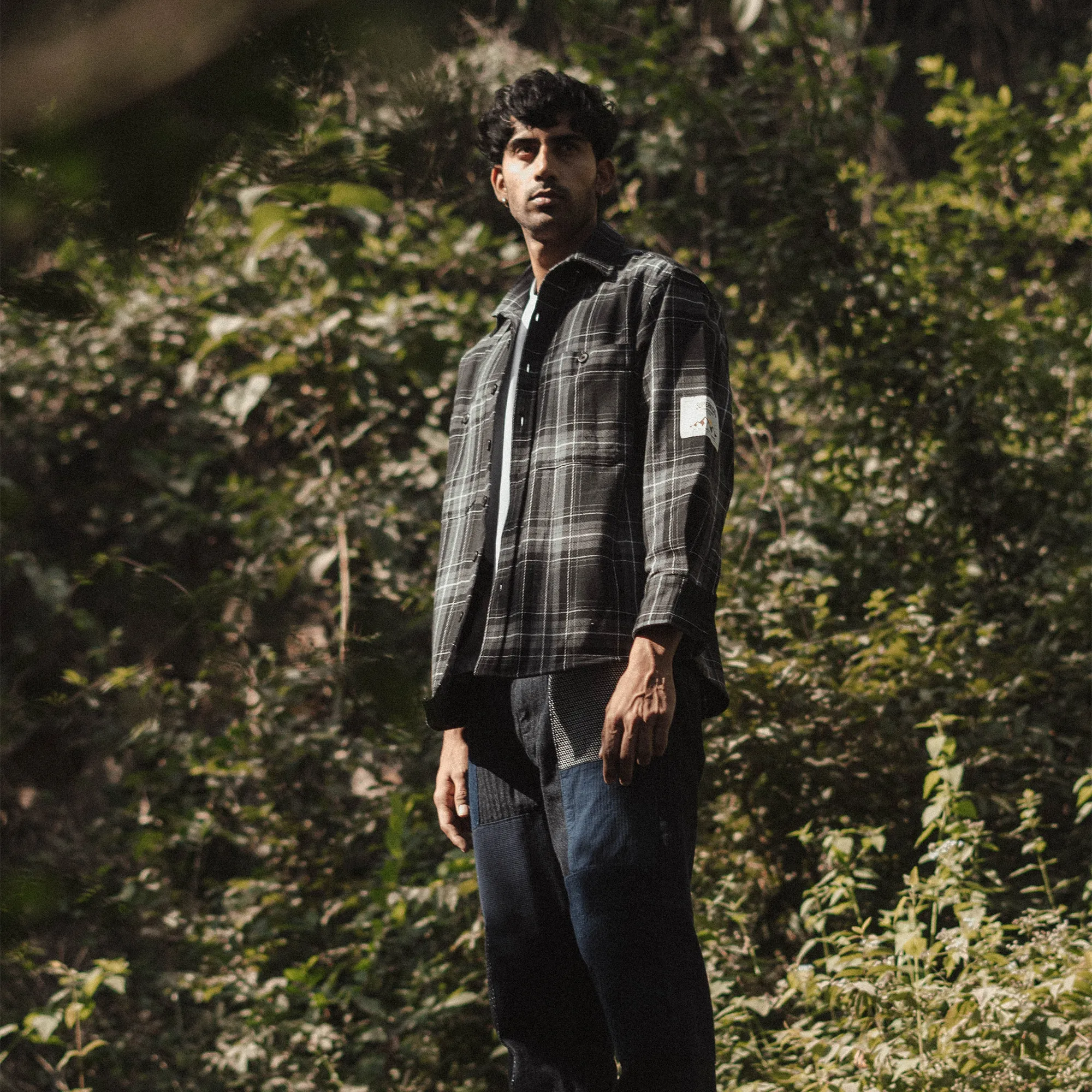 Embroidered Flannel Shirt Grey/Black