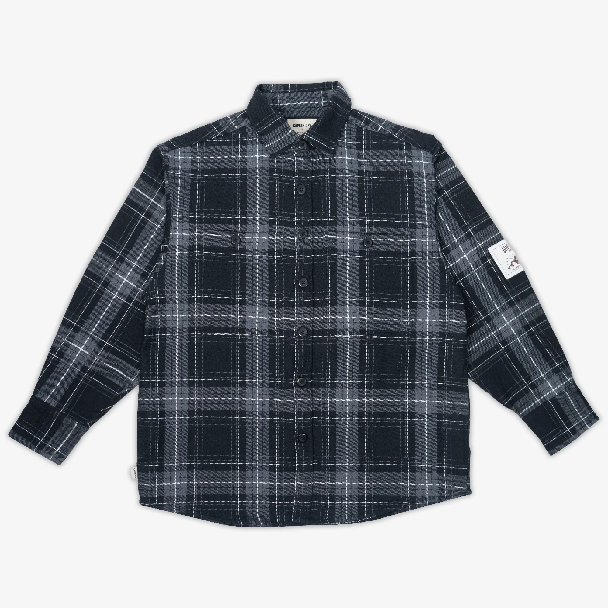 Embroidered Flannel Shirt Grey/Black