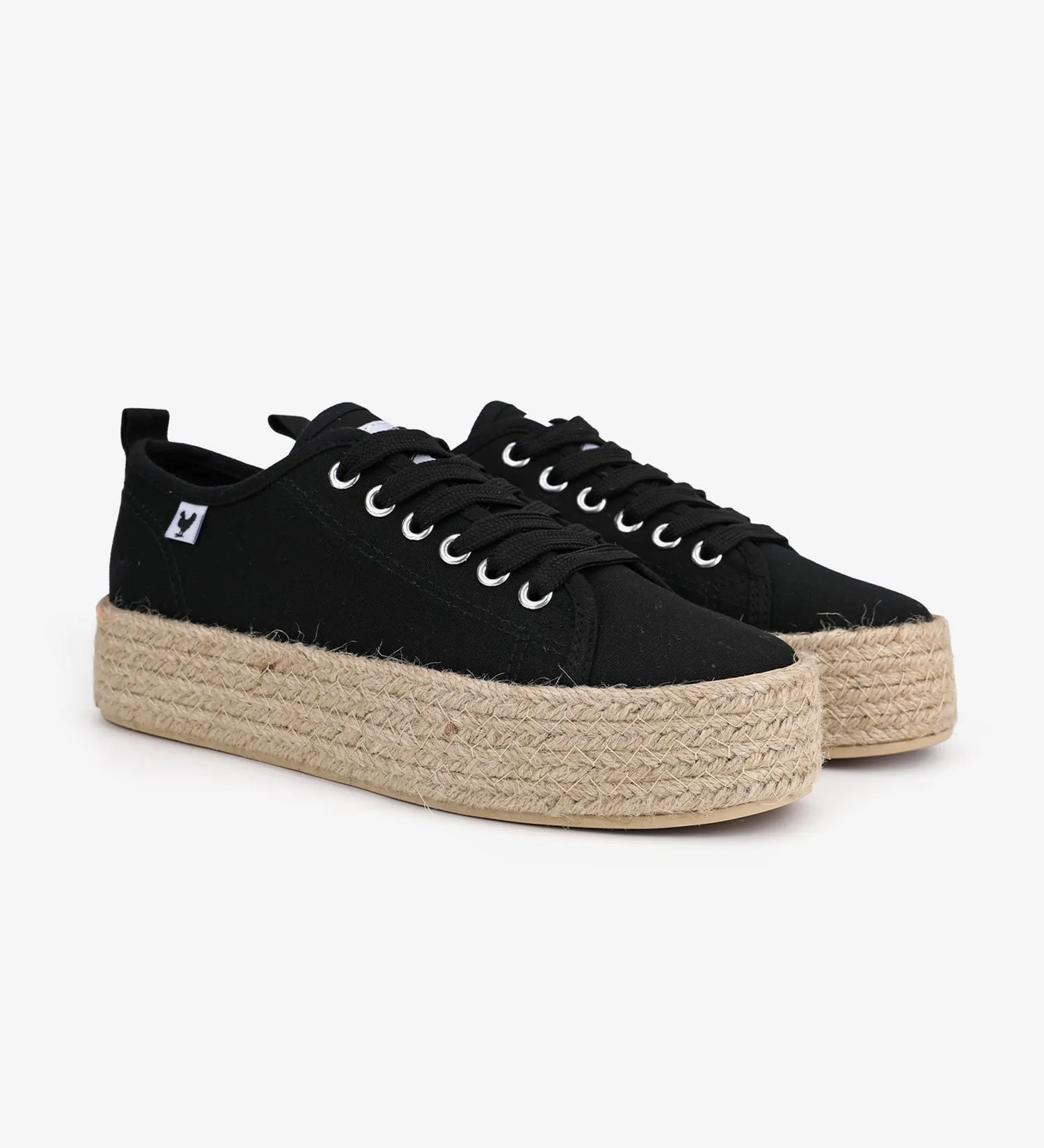 Espadrille sneakers with a 4cm platform and laces.