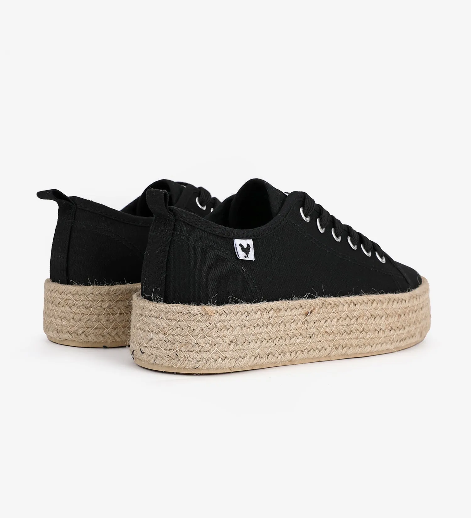 Espadrille sneakers with a 4cm platform and laces.