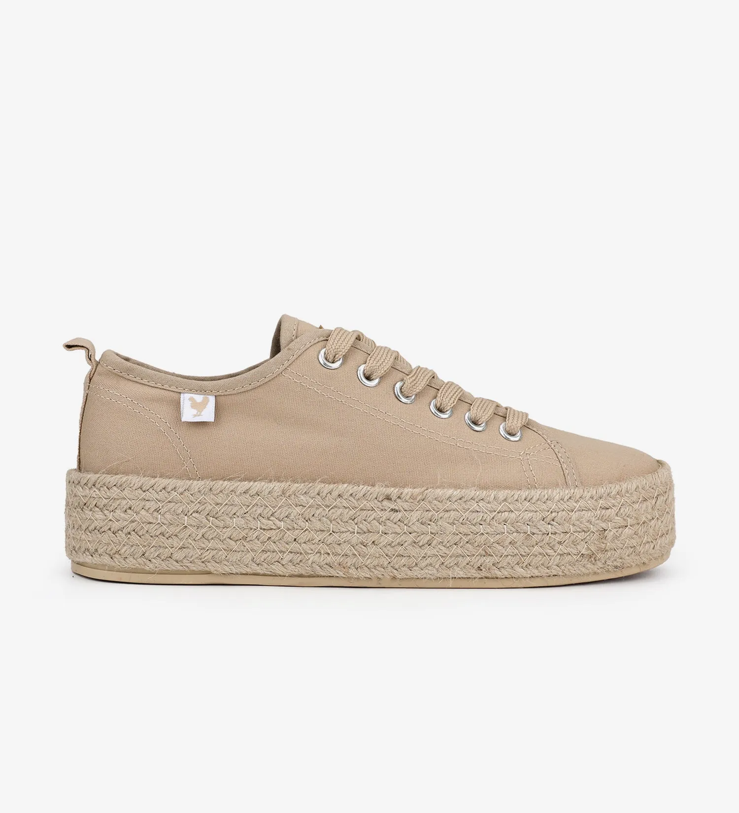 Espadrille sneakers with a 4cm platform and laces.